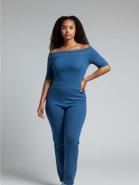 Jean jumpsuit size small sipper in back off the shoulders